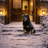 1층 현관 입구에서 눈 맞고 있는 레오2.png