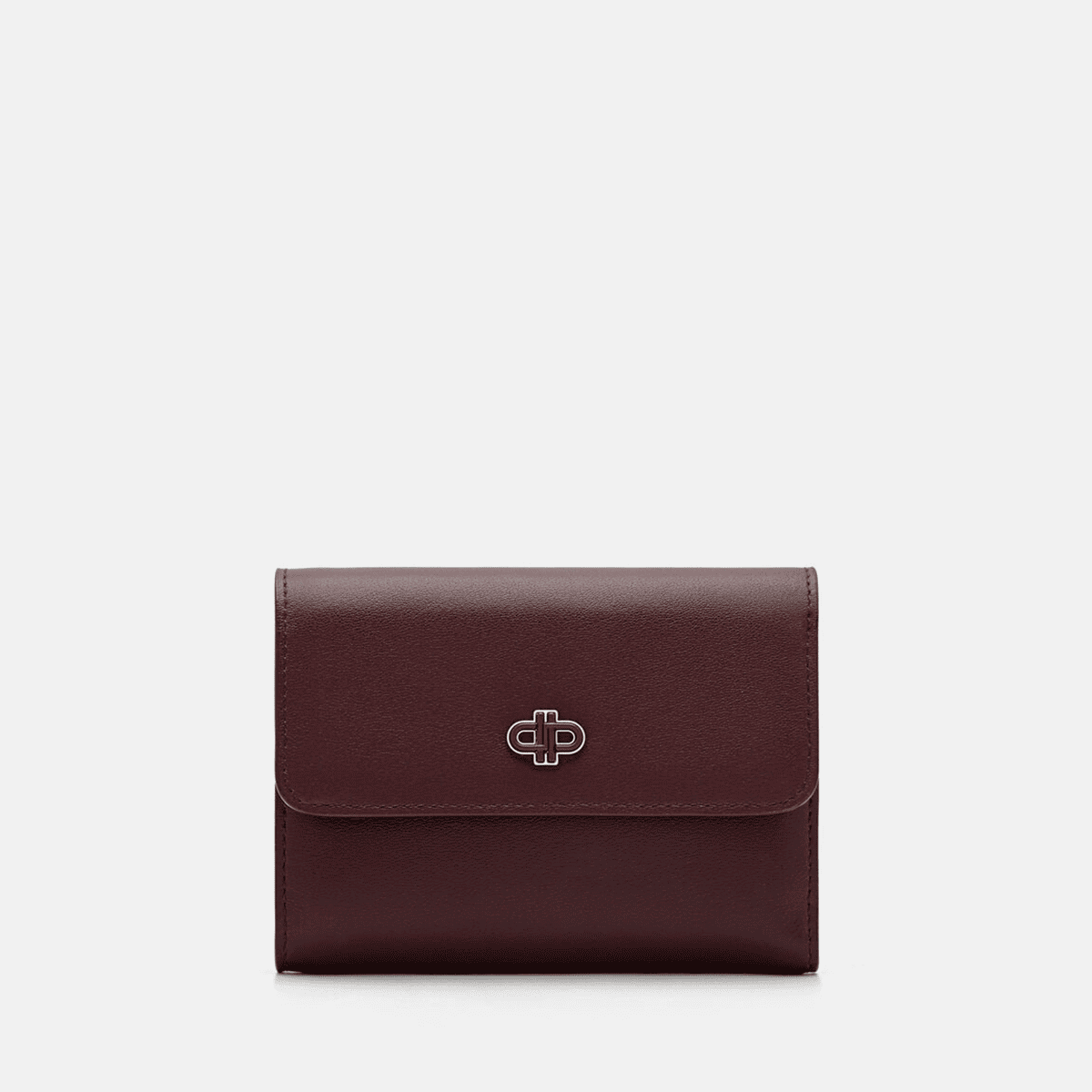 Ví ngắn nắp gập Icon Leather - Đỏ Rượu Vang