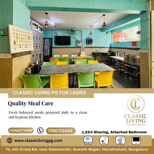 Enjoy fresh balanced meals prepared daily in a clean kitchen at Classic Living PG for Ladies..png