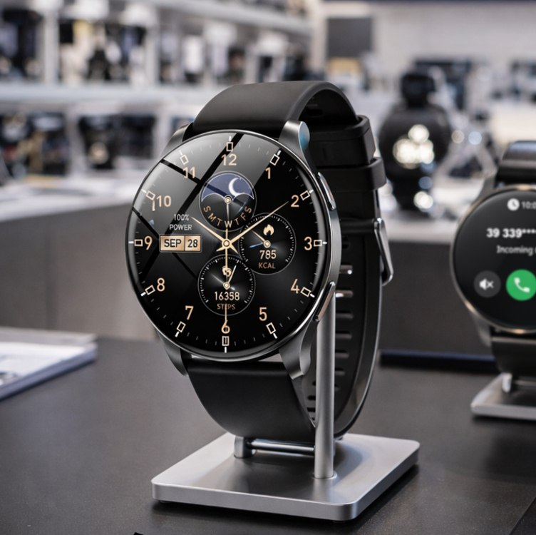 IOWODO W40 Smartwatch com Tela AMOLED 1.43″ – Relógio Inteligente Bluetooth para Chamadas, 100+ Modos Esportivos, 2 Pulseiras (Preto) – Unissex