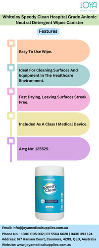 Whiteley Speedy Clean Hospital Grade Anionic Neutral Detergent Wipes Canister Joya Medical Supplies.jpg