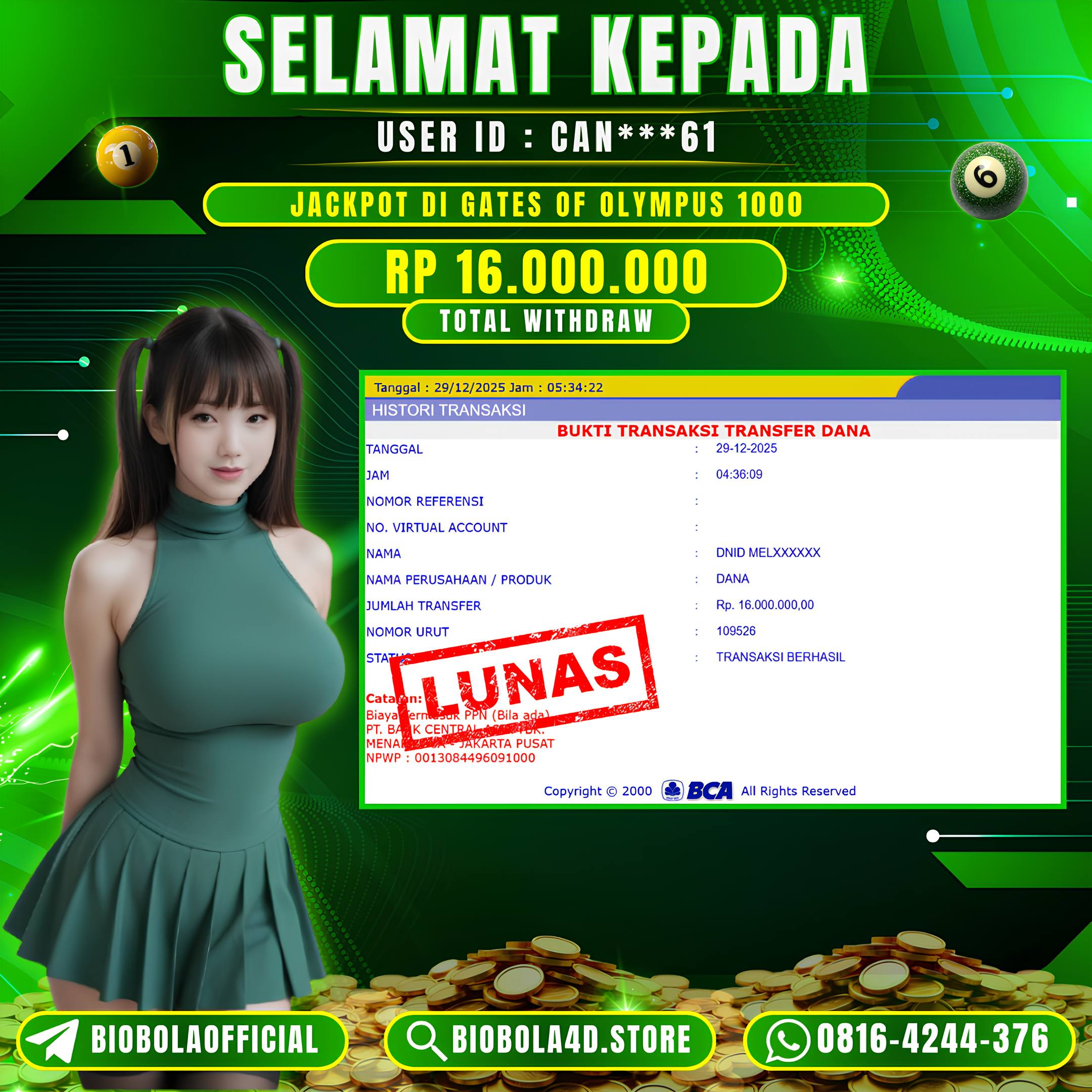 JP Gates of Olympus 1000 16JT DI BAYAR LUNAS !!