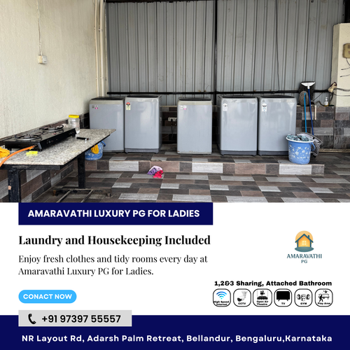 Fresh clothes and clean rooms every day at Amaravathi Luxury PG for Ladies.