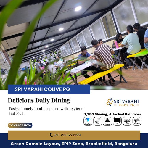 Sri Varahi Colive PG in Kundalahalli offers healthy and hygienic meals for residents..png