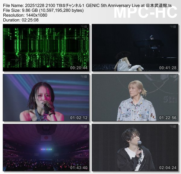 [TV-Variety] GENIC 5th Anniversary Live at 日本武道館 (TBS Channel 1 2025.12.28)