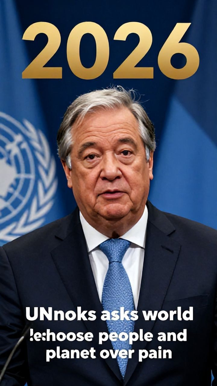 New Year 2026 UN chief asks world leaders to 'choose people and planet over pain'