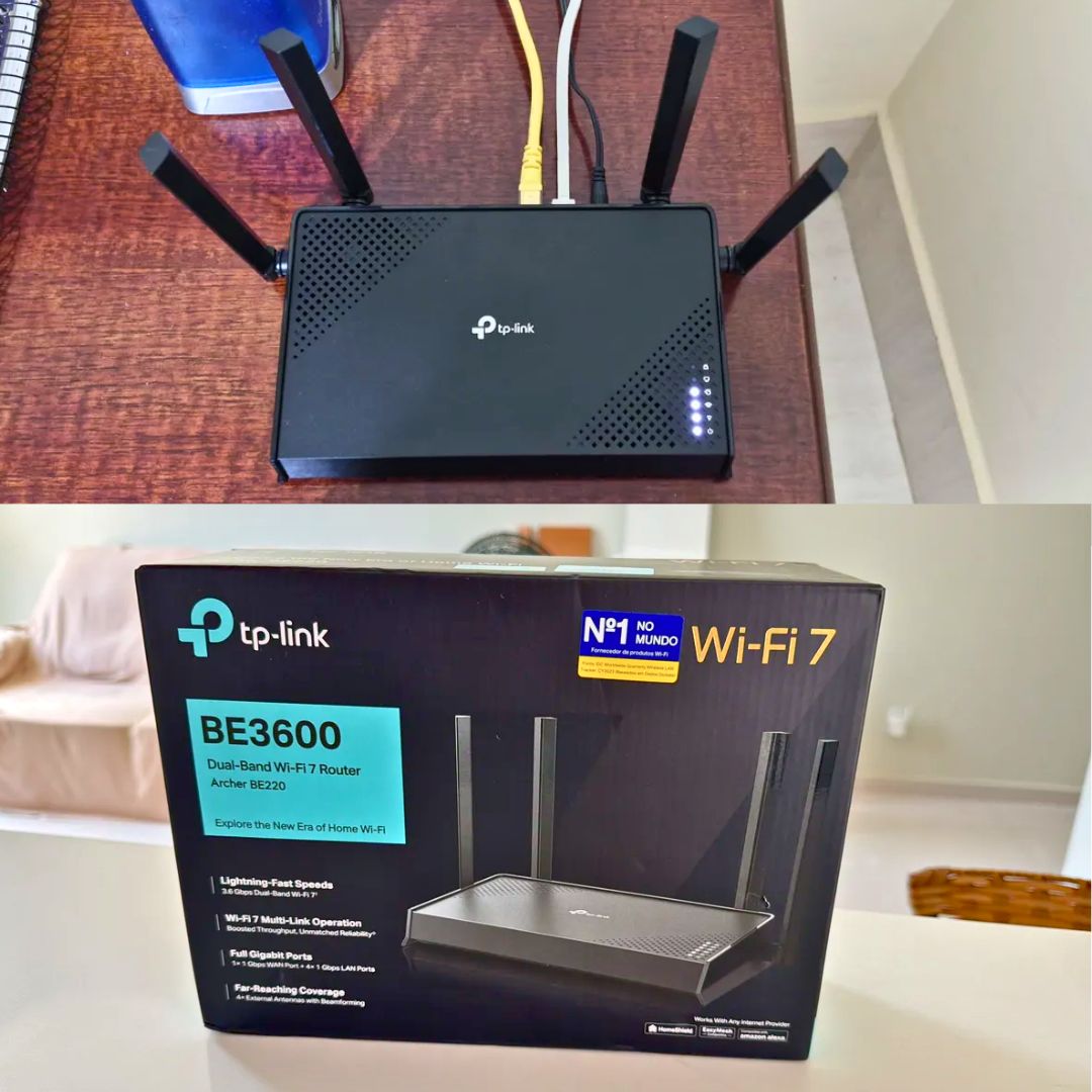 Roteador Wi-Fi 7 TP-Link Archer Be220 Dual Band Be3600 4 Antenas Velocidade até 3.6gbps Compatível com Easymesh