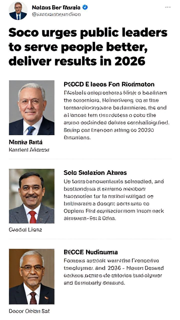 Soco urges public leaders to serve people better, deliver results in 2026