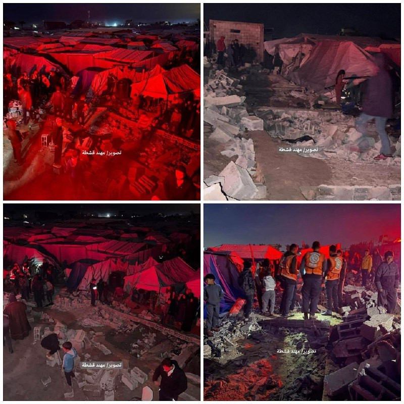 وفاة طفلة وإصابة عدد من النازحين؛ جراء انهيار جدار على خيام النازحين قرب مستشفى الصليب الأحمر الميداني في مواصي مدينة رفح، جنوب قطاع غزة....