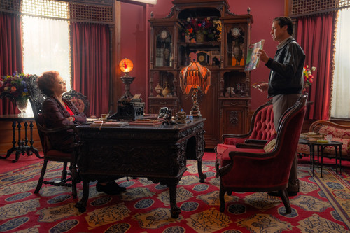 Jean Smart plays Elinor St. John and Brad Pitt plays Jack Conrad in Babylon from Paramount Pictures..jpg