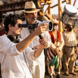 Director Damien Chazelle and Director of Photography Linus Sandgren on the set of Babylon from Param