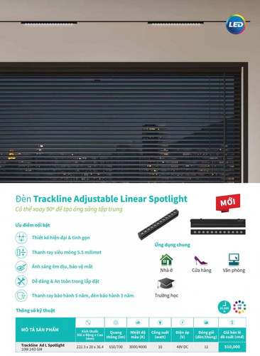 den thanh ray nam cham chieu diem led philips trackline ad linear spotlight 10w 24d gm 3000k 48v dc 