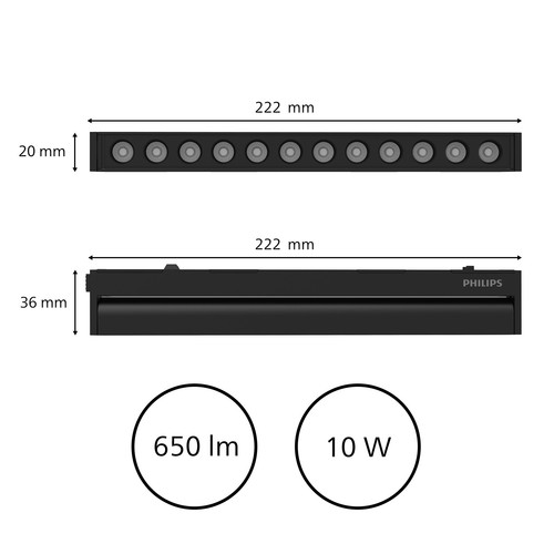 den thanh ray nam cham chieu diem led philips trackline ad linear spotlight 10w 24d gm 3000k 48v dc 