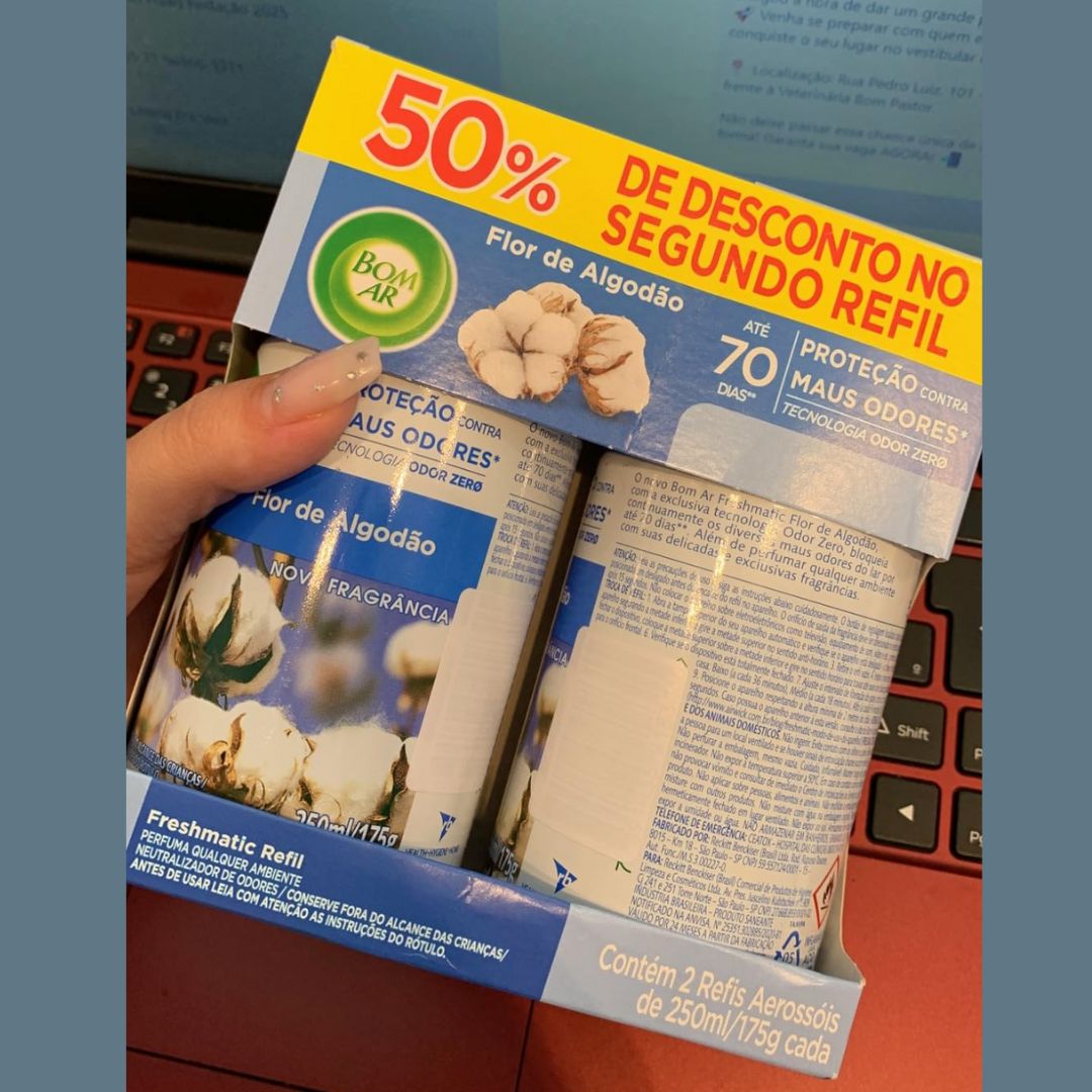 Aromatizador de Ambiente Bom Ar Automático Aerossol Freshmatic Refil na 2ª Unidade Flor de Algodão
