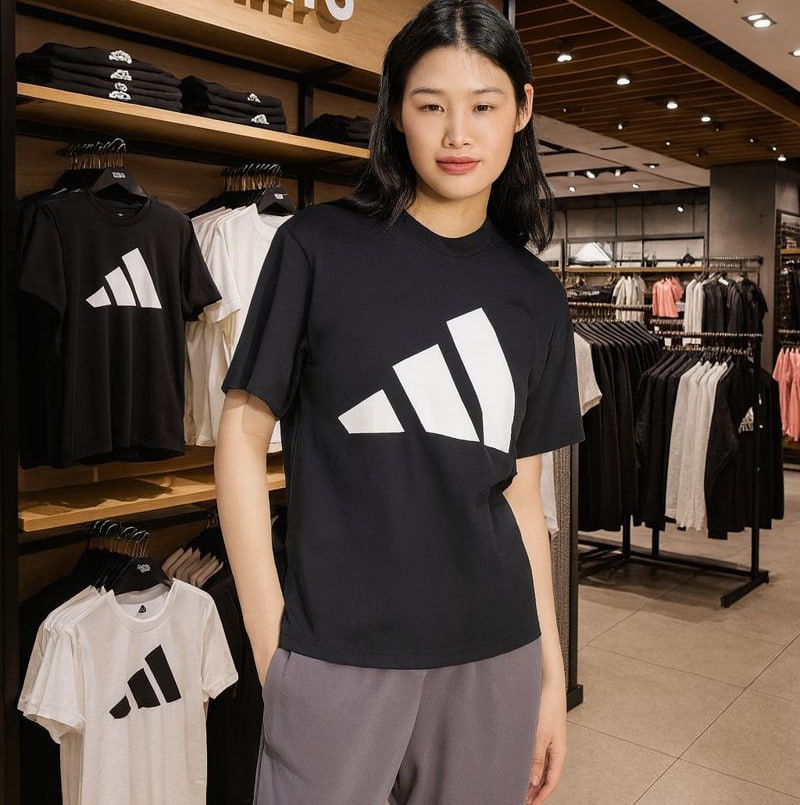 Camiseta Adidas Essentials de Algodão com Logotipo Grande