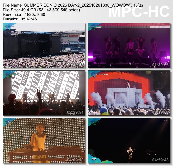 [TV-Variety] SUMMER SONIC 2025 Day-2 (WOWOW Live 2025.10.26)