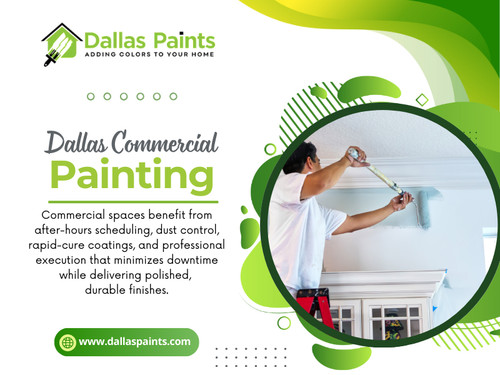 Experienced Dallas Commercial Painting teams recommend materials based on both performance and impact on your space.

Contact :Dallas Paints
Address: 2427 Allen St, Dallas, TX 75204
 Phone: (214) 978-4400

Find Us On Google Map: https://maps.app.goo.gl/JUwfMorJhrE3fb626

Official website: https://www.dallaspaints.com/commercial-painting-service-dallas


 Read Our Blog:
https://dallaspainters.tumblr.com/
https://697864d8e6f50.site123.me/
https://penzu.com/p/a55228ff7ad59874


More Links:
https://solo.to/dallaspaints
https://www.apsense.com/user/dallaspainters
https://www.blurb.com/user/dallaspaints