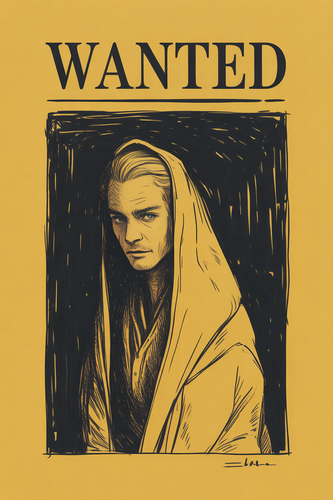 ideogram v3.0 a dark drawing drawn in a simple pencil on yellow an elf hidden in a half turned 0.png