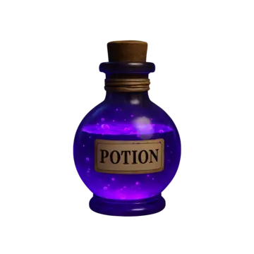 pngtree glowing purple potion in a vintage glass bottle with cork png image 16857101.webp