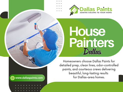 House Painters Dallas often stress that early action makes the biggest difference in long-term appearance.

Contact :Dallas Paints
Address: 2427 Allen St, Dallas, TX 75204
 Phone: (214) 978-4400

Find Us On Google Map: https://maps.app.goo.gl/JUwfMorJhrE3fb626

 Read Our Blog:
https://dallaspaints.weebly.com/
https://697864d8e6f50.site123.me/
https://dallaspainters.tumblr.com/

More Links:
https://joy.bio/dallaspaints
https://www.flickr.com/people/dallaspaints/
https://medium.com/@dallaspaints/about