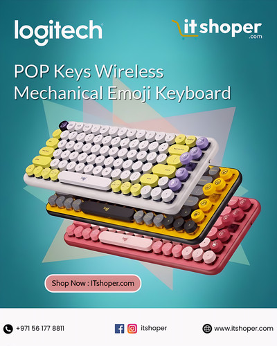 Logitech POP Keys wireless mechanical emoji keyboard displayed in multiple colors from electronics o.jpg