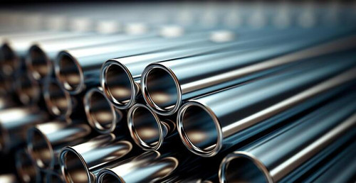 high quality galvanized steel pipe or aluminum and chrome stainless steel pipes in stack ai generate.jpg