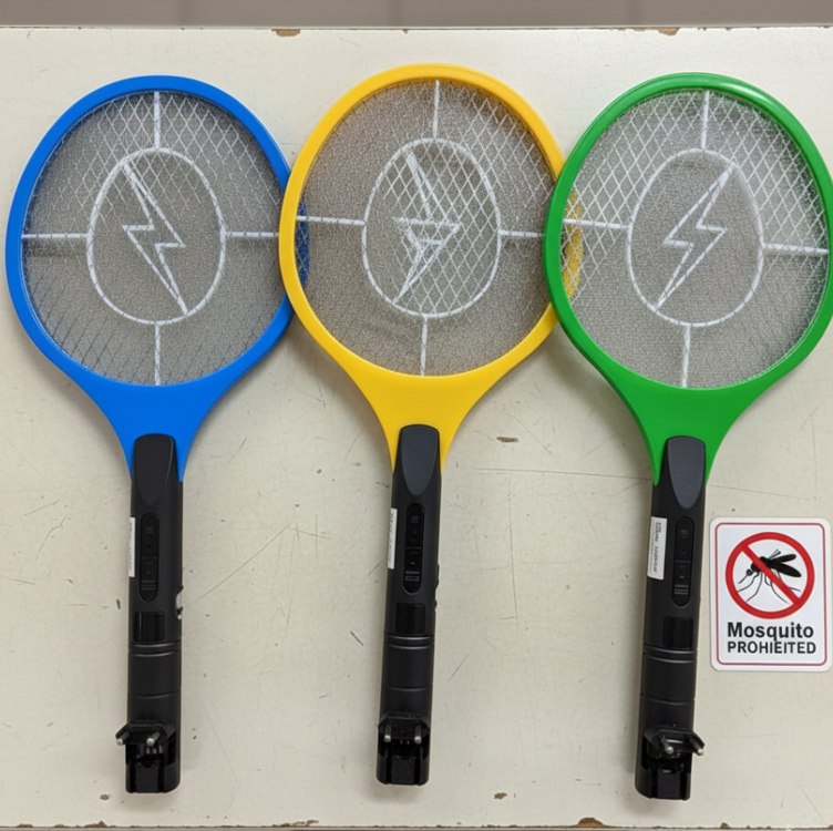 Raquete Elétrica Recarregável Bivolt 110/220v Mata Pernilongos, Mosquito e insetos em geral com Botão de Segurança e Led Indicador
