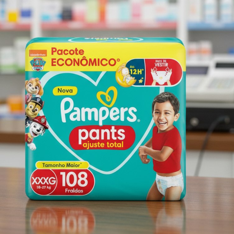 Fralda Pampers Pants Ajuste Total Tamanho XXXG 108 Unidades