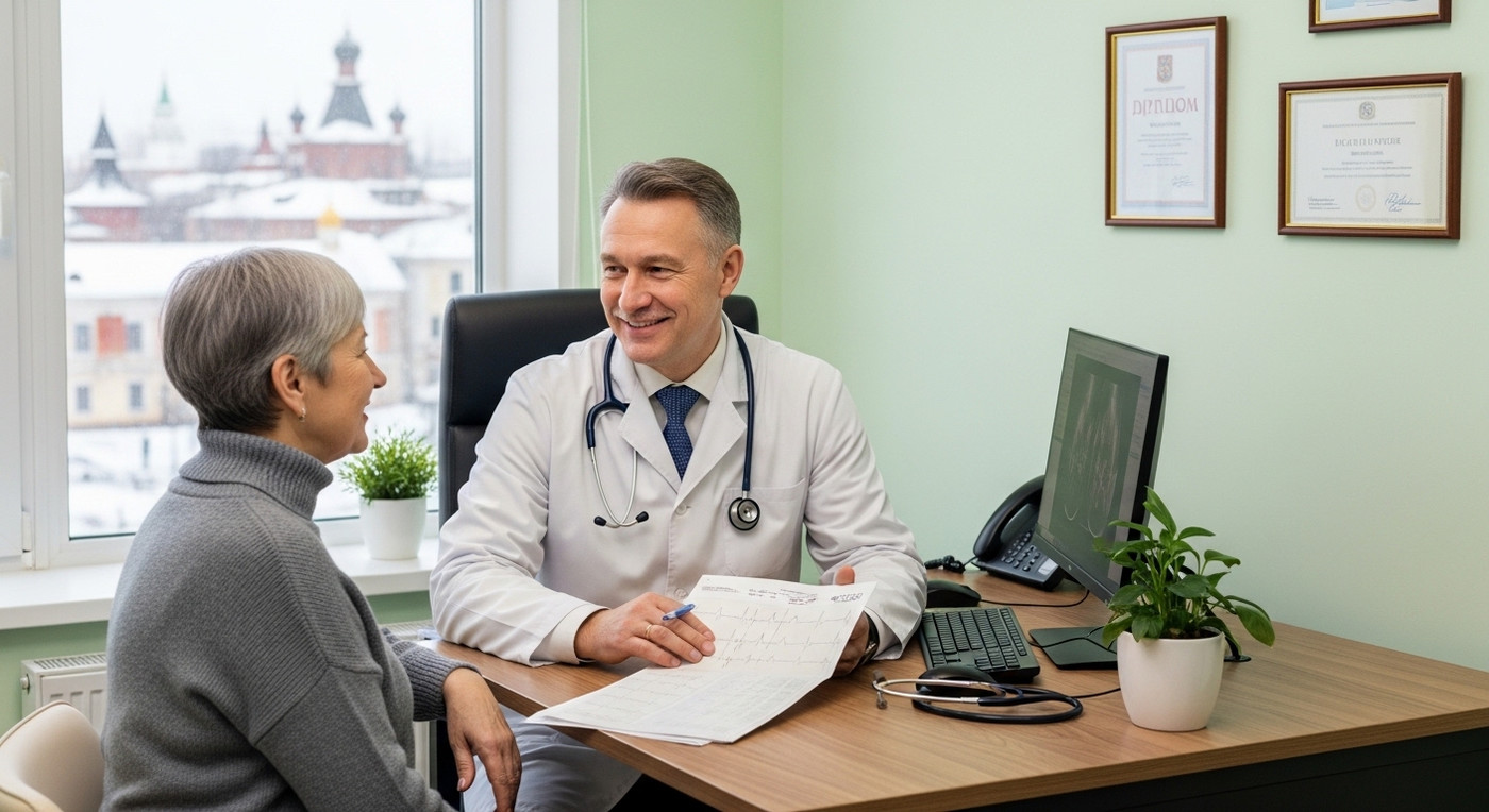 Врач консультирует пациентку в кабинете