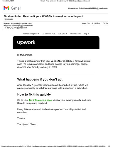 Gmail Final reminder Resubmit your W 8BEN to avoid account impact 1.jpg