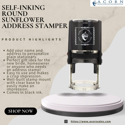 Self Inking Round Sunflower Address Stamper.png