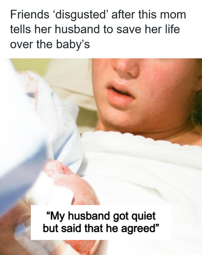 wife asks husband choose her over baby daughter birth.png