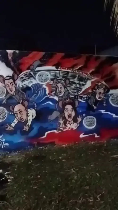 Grafiteiro provoca ao ironizar polêmica do camarote em desenho próximo ao Morumbi