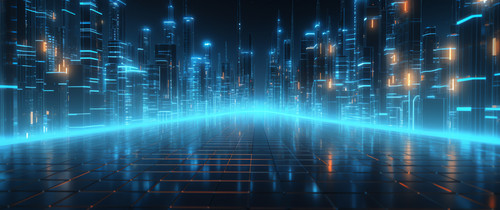 digital image digital city with blue background.jpg