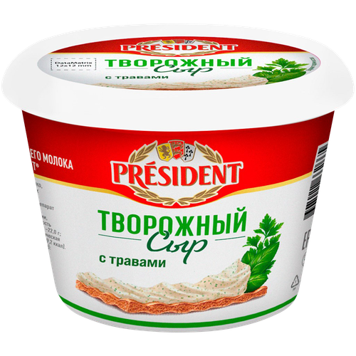 4607022663747 376476 СЫР PRESIDENT ТВОРОЖНЫЙ С ТРАВАМИ 54% 140ГР СТАК.png