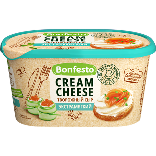 4810898002835 378528 СЫР BONFESTO ТВОРОЖНЫЙ CREAM CHEESE ЭКСТРАМЯГКИЙ 70% 400Г СТАК.png