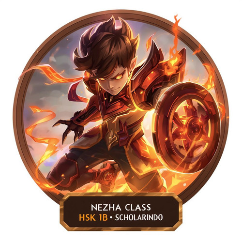 Circular logo. Semi realistic MOBA fire hero boy with flaming wheels, floating ribbons, glowing fier.jpg