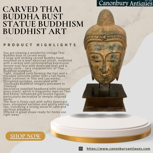 Carved Thai Buddha Bust Statue Buddhism Buddhist Art.png