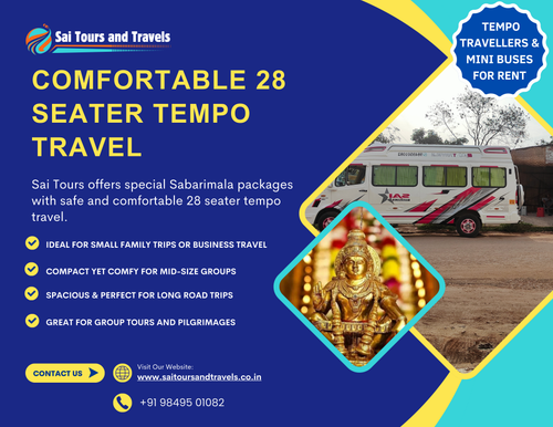 Sai Tours special Sabarimala trips in our 28 seater tempo.