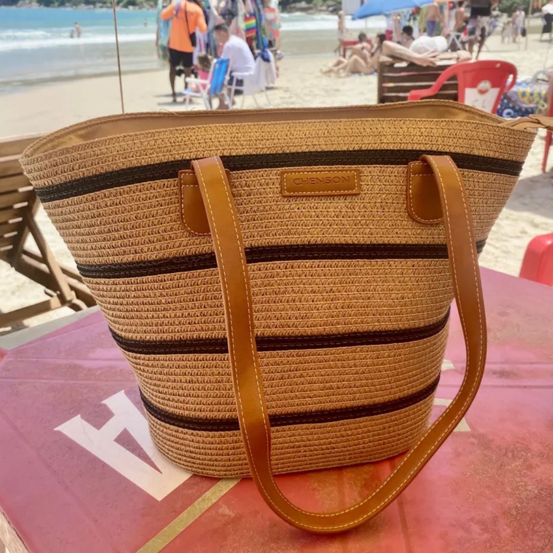 Bolsa Feminina Chenson De Palha Verão Praia Piscina Grande