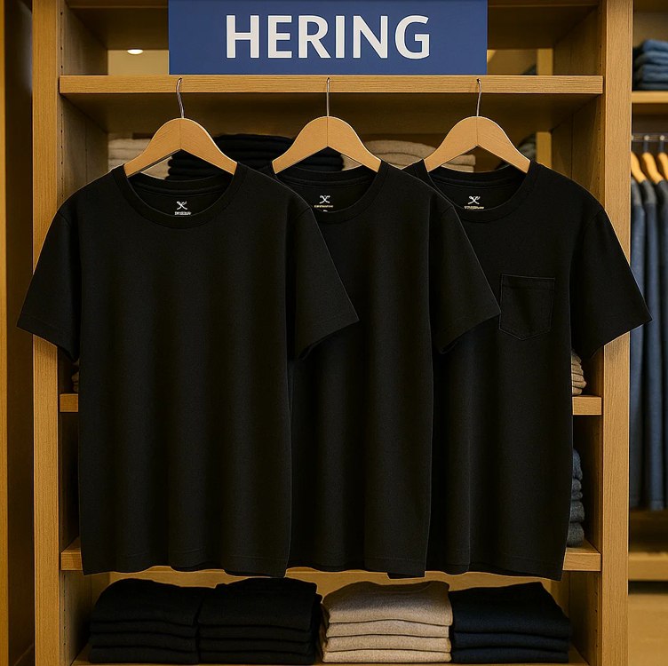 Kit Com 3 Camisetas Masculinas Básicas Slim Cor Preto Hering