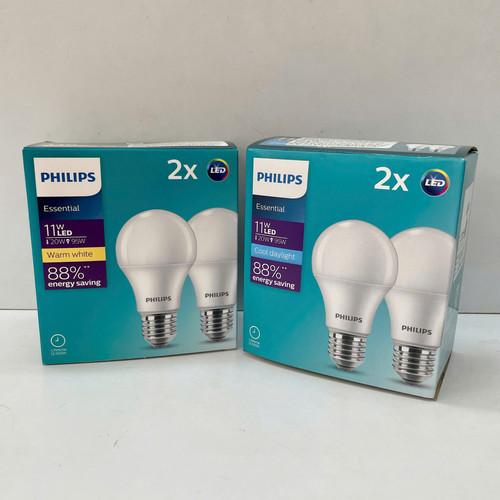 combo set 2 bong den led bulb tron philips essential ledbulb 11w e27 3000k 6500k 230v 2ct 6 apr a60 