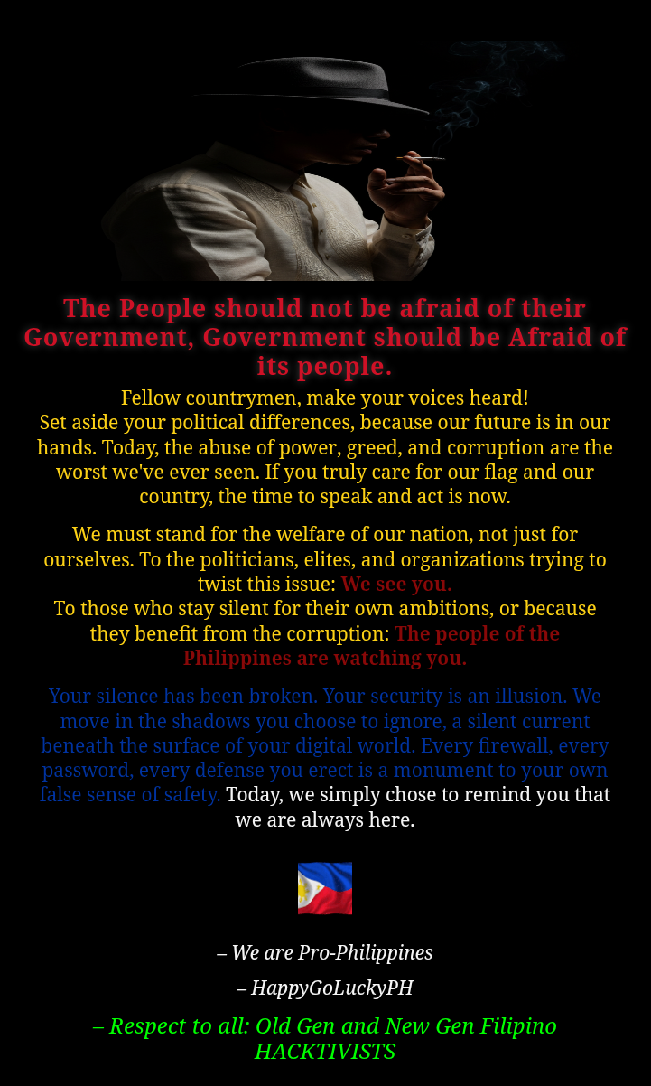 Philippine Government Websites Defaced by Group “HappyGoLuckyPH” in Coordinated Protest Hack