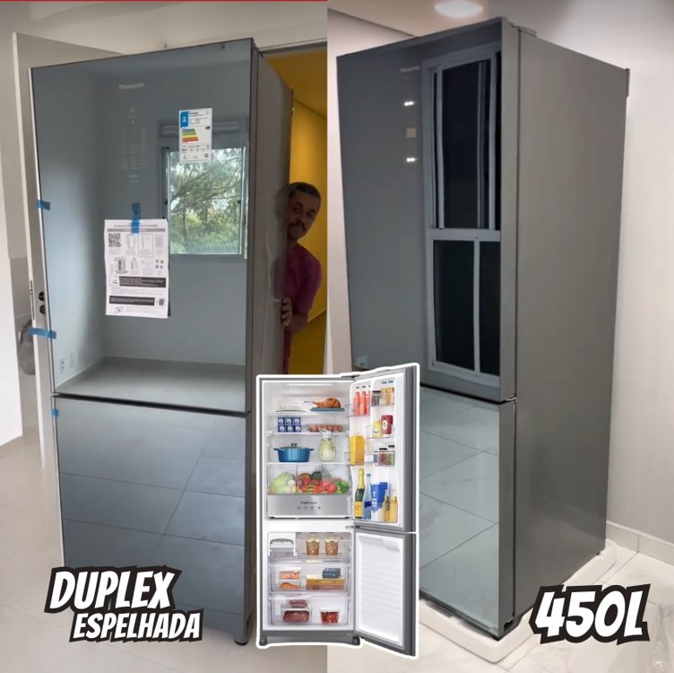 Geladeira Panasonic BB65 Diamond Glass Inverse Frost Free 450L Inverter A+++ –