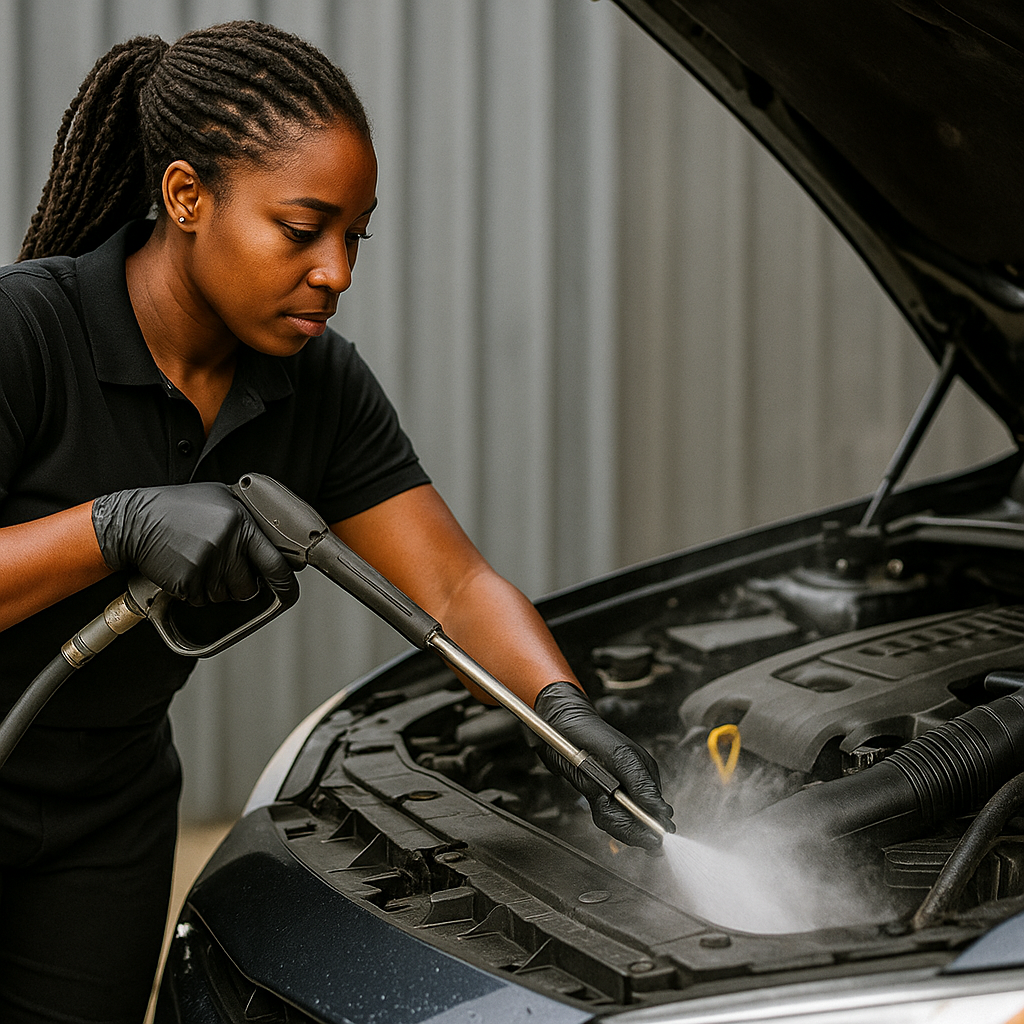 Close up of freshly corrected paint reflecting light