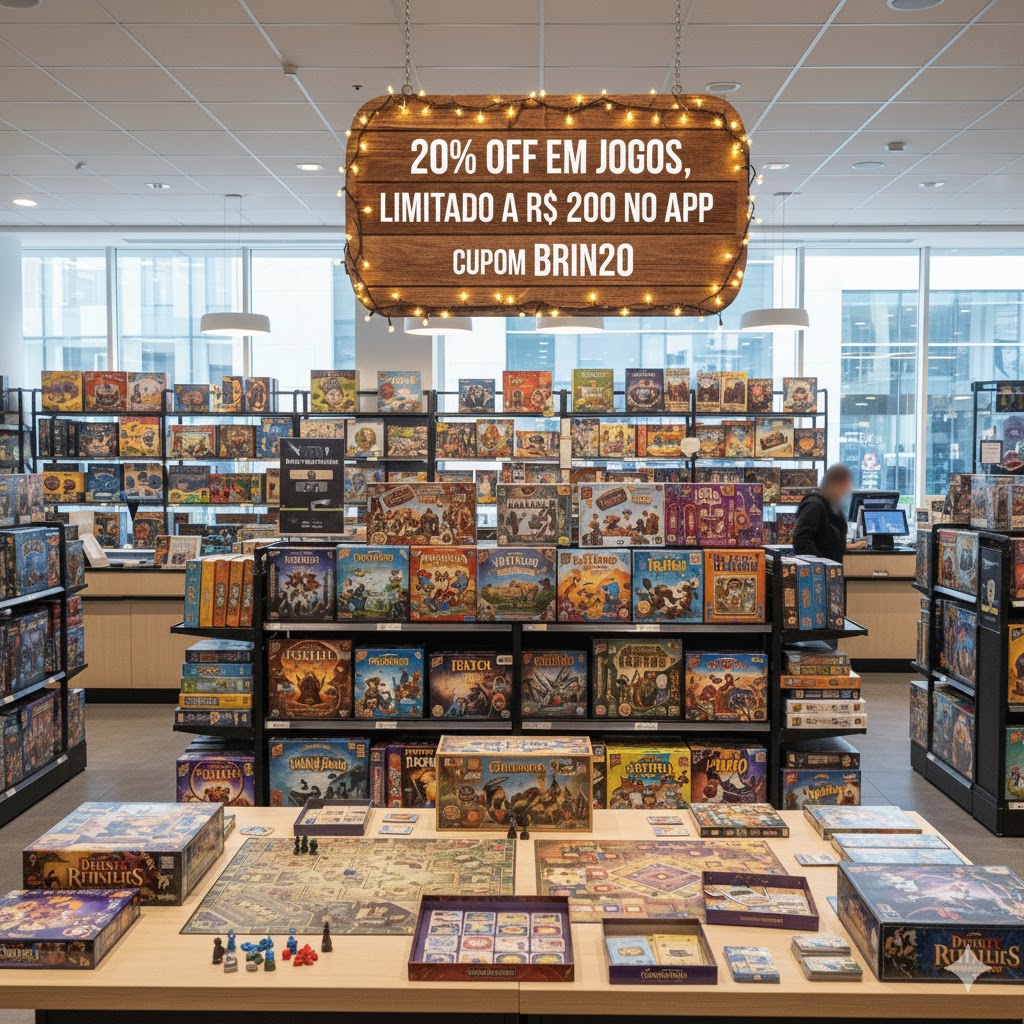 20% off em jogos e brinquedos, limitado a R$ 200 no app