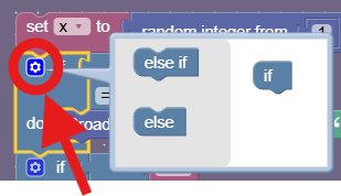 arrow pointing at gear