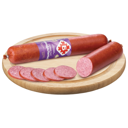 4813186013797 393157 КОЛБАСА БРЕСТСКИЙ МЯСОКОМБИНАТ СЕРВЕЛАТ МИНДАЛЬНЫЙ 220ГР ВУ.png