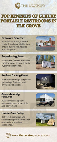 Comfort plays a huge role in any successful outdoor event, and luxury restrooms help you provide that extra level of care your guests will remember. These upgraded units offer cleanliness, convenience, and a touch of elegance that standard restrooms often lack. Whether it’s a wedding or a community event, Luxury Portable Restrooms Elk Grove ensure everyone enjoys a pleasant, stress-free experience. With features like climate control, flushing toilets, running water, and generous space, guests feel relaxed and refreshed. Touch-free fixtures and modern interiors keep hygiene levels high throughout the day. Professional setup and maintenance make hosting easier while enhancing the overall atmosphere of your event.

Choose luxury comfort that truly makes a difference.

Visit for more information: https://thelavatorynorcal.com/