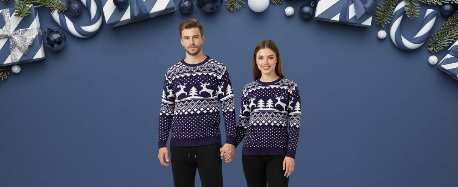 Funny Ugly Xmas Sweater Santa Reindeer Knit Pullover